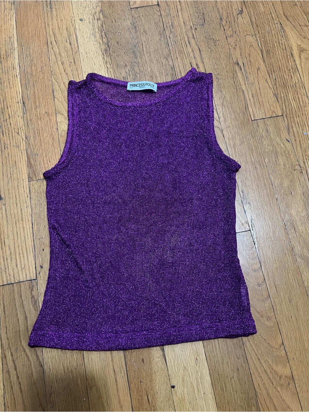 Princess Polly Shimmer Purple Sleeveless Knit Top